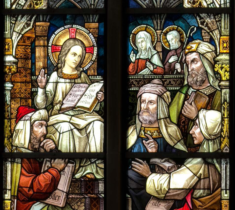 Chorfenster Jesus im Tempel - Ausschnitt
